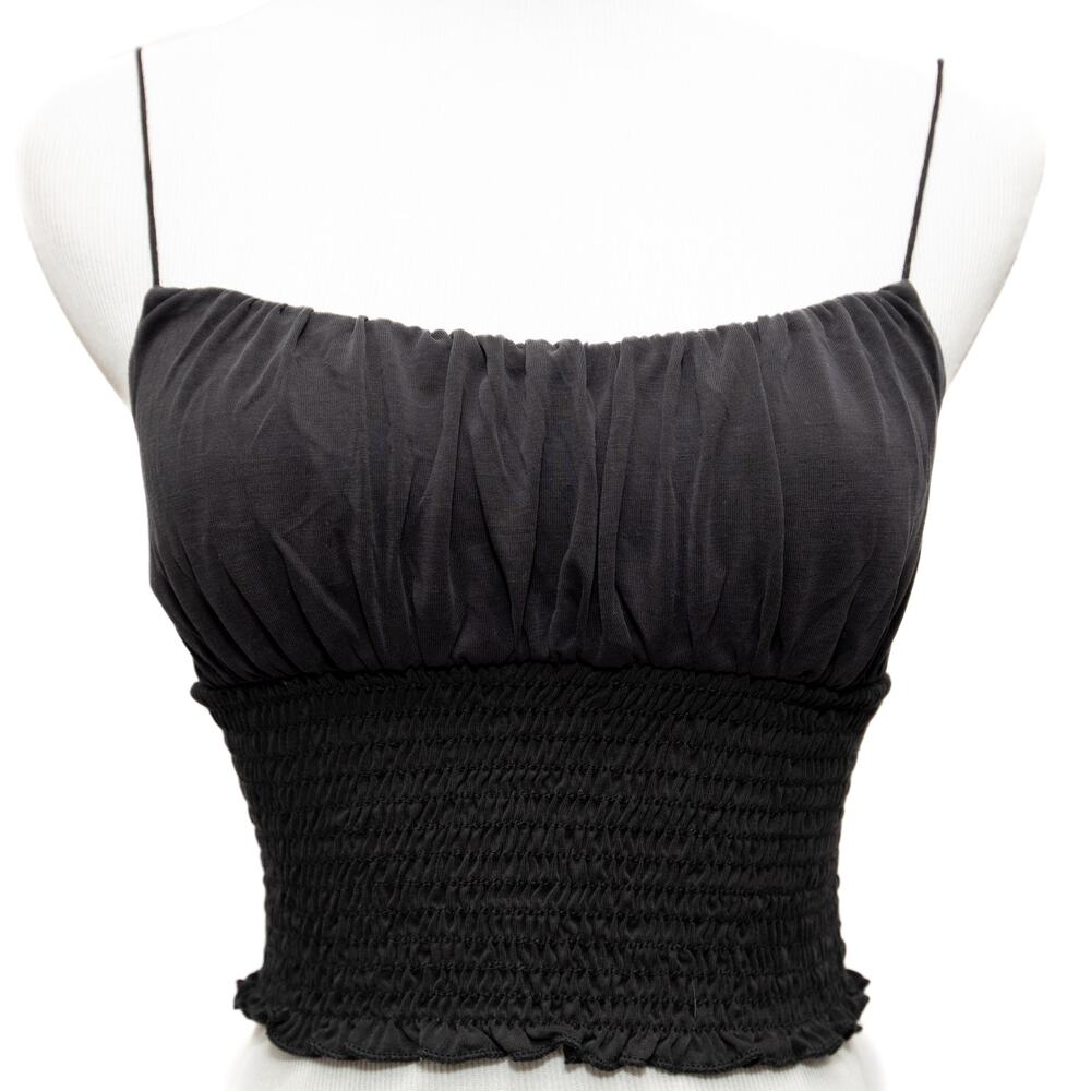 New Urban Outfitters Black Ruched Crop Cami Size Medium